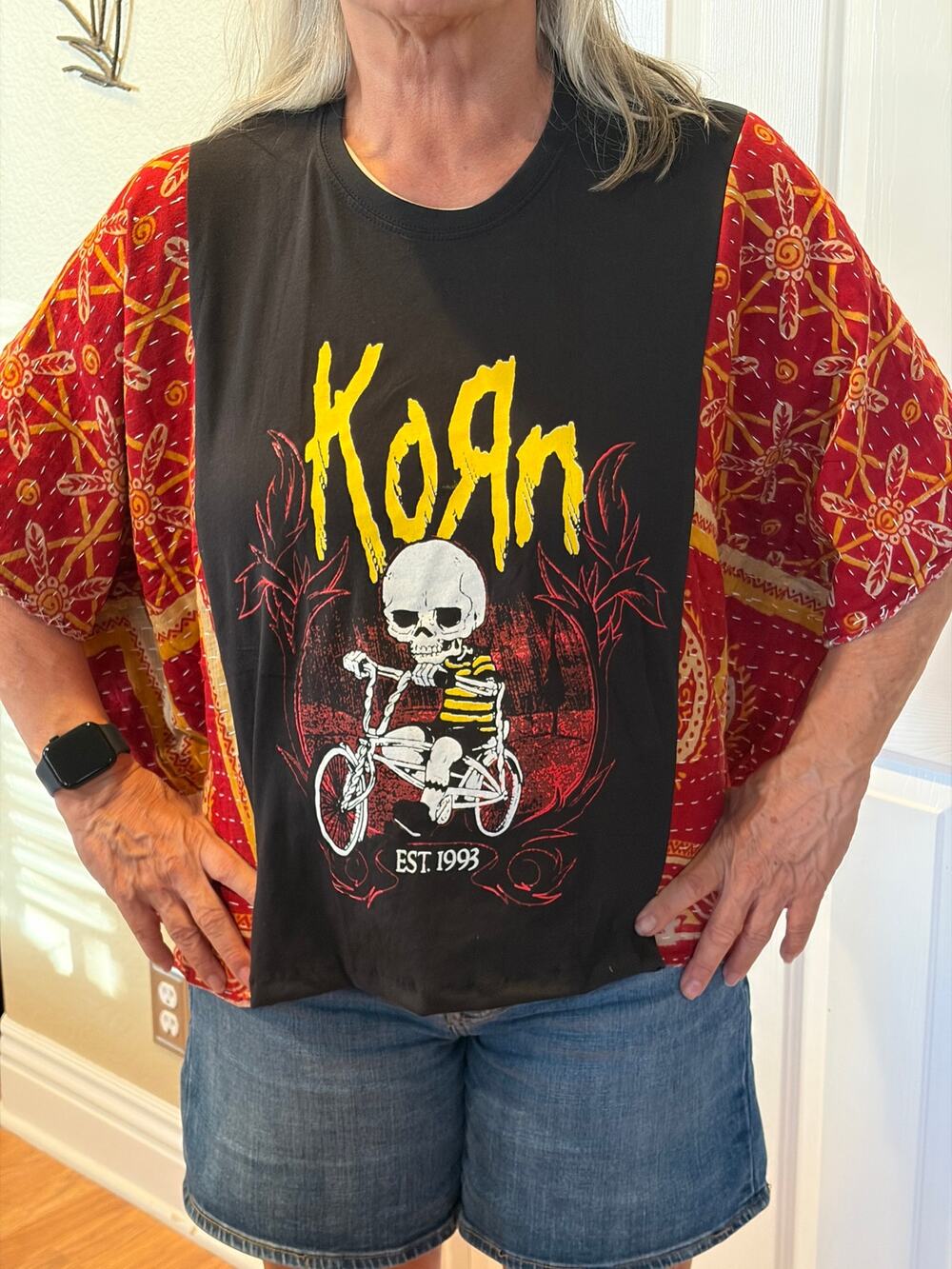 Korn Upcycled Kantha Tunic Top Shirt OS Handmade Boho